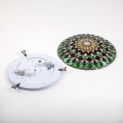 Brilagi - Plafonnier Tiffany en vitrail MARGARET 2xE27/60W/230V Ø 40 cm