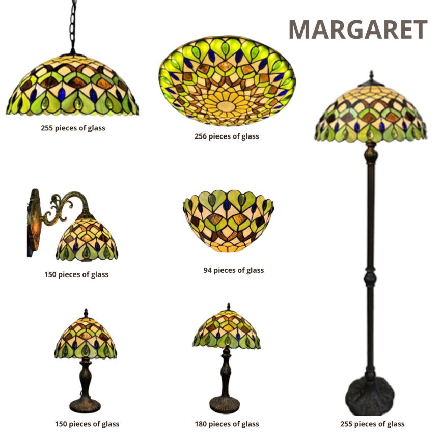 Brilagi - Plafonnier Tiffany en vitrail MARGARET 2xE27/60W/230V Ø 40 cm