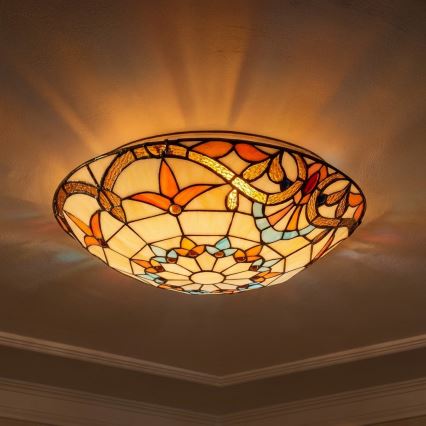 Brilagi - Plafonnier Tiffany en vitrail MIRABELLA 2xE27/60W/230V Ø 40 cm