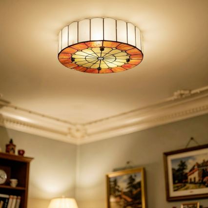 Brilagi - Plafonnier Tiffany en vitrail SIENNA 3xE27/60W/230V Ø 40 cm