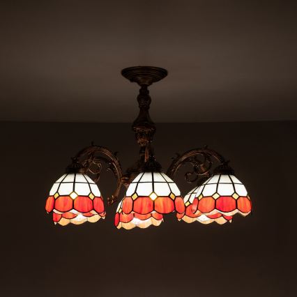 Brilagi - Plafonnier Tiffany en vitrail SIENNA 6xE27/60W/230V Ø 60 cm