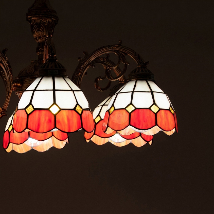 Brilagi - Plafonnier Tiffany en vitrail SIENNA 6xE27/60W/230V Ø 60 cm