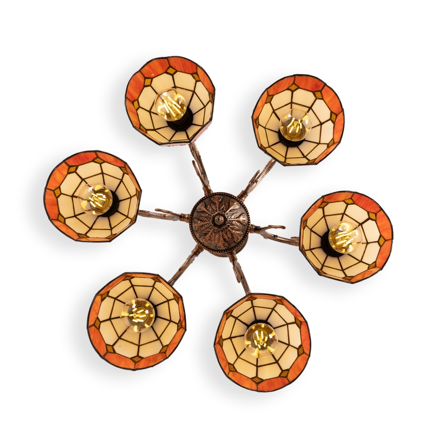 Brilagi - Plafonnier Tiffany en vitrail SIENNA 6xE27/60W/230V Ø 60 cm