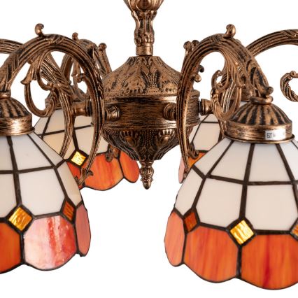 Brilagi - Plafonnier Tiffany en vitrail SIENNA 6xE27/60W/230V Ø 60 cm