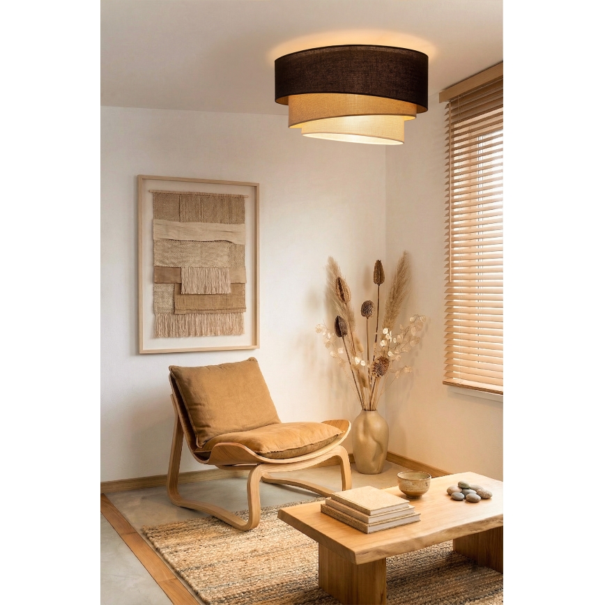 Brilagi - Plafonnier TRIO 3xE27/60W/230V diam. 60 cm marron/beige/blanc