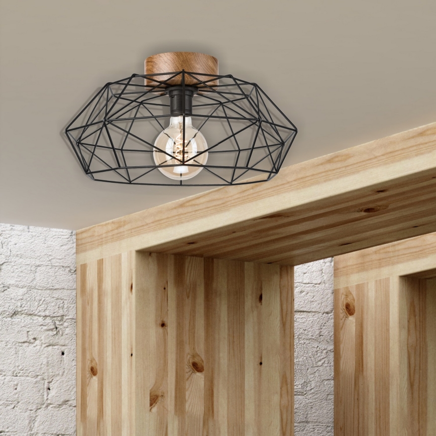 Brilagi - Plafonnier WOODY BASKET 1xE27/60W/230V chêne noyer