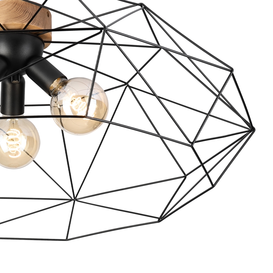 Brilagi - Plafonnier WOODY BASKET 3xE27/60W/230V Ø 80 cm chêne