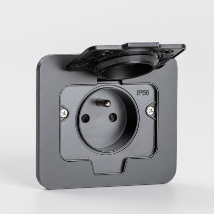 Brilagi - Prise de sol encastrée d'extérieur IP55, noire, rectangulaire