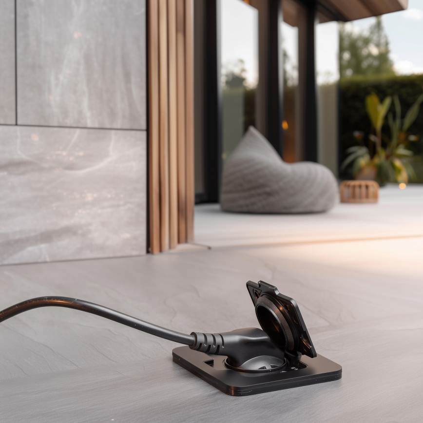 Brilagi - Prise de sol encastrée d'extérieur IP55, noire, rectangulaire