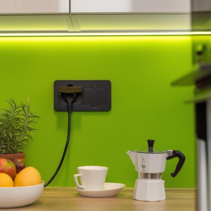 Brilagi - Prise double encastrée au sol d'extérieur IP55 noire rectangulaire