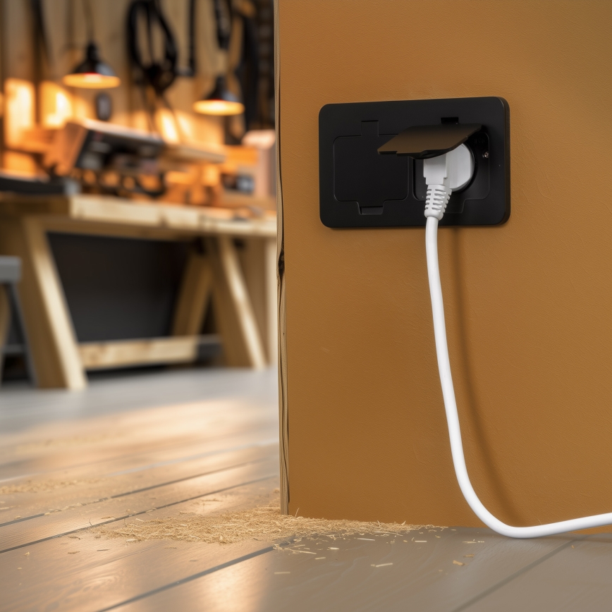 Brilagi - Prise double encastrée au sol d'extérieur IP55 noire rectangulaire