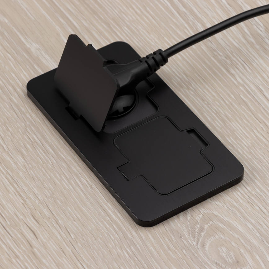 Brilagi - Prise double encastrée au sol d'extérieur IP55 noire rectangulaire