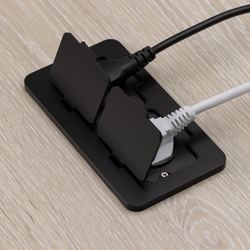 Brilagi - Prise double encastrée au sol d'extérieur IP55 noire rectangulaire