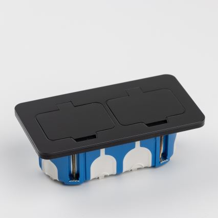 Brilagi - Prise double encastrée au sol d'extérieur IP55 noire rectangulaire