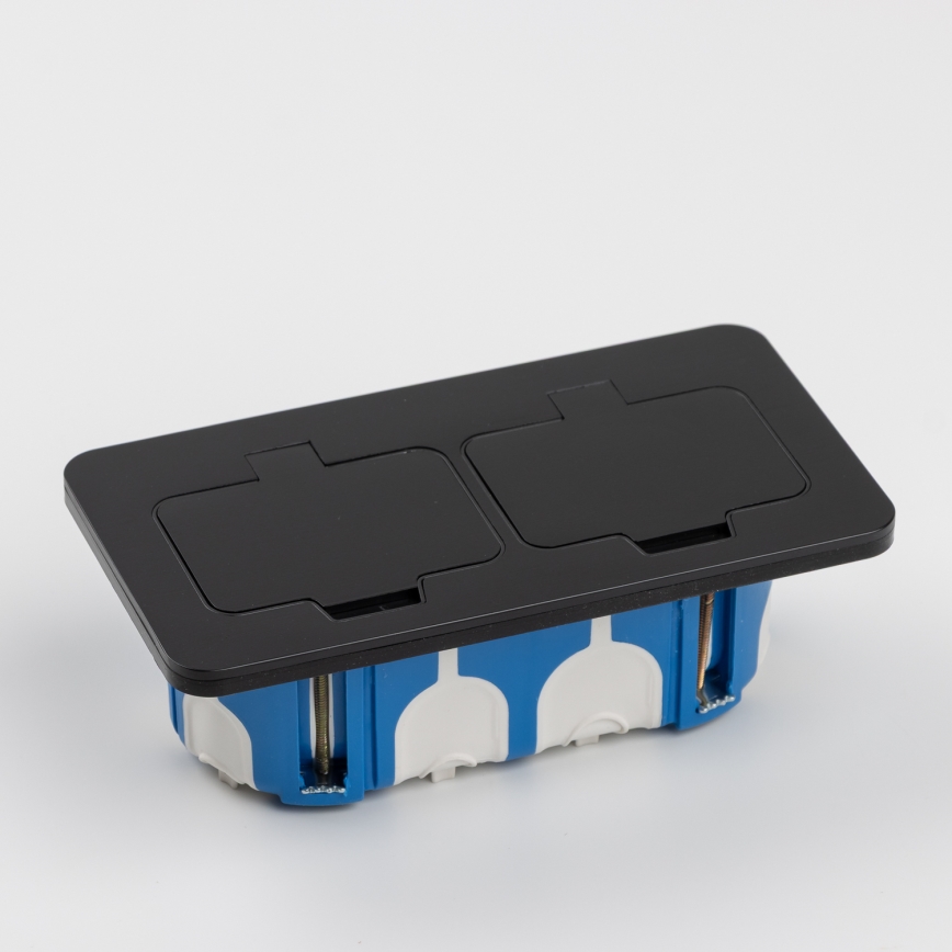 Brilagi - Prise double encastrée au sol d'extérieur IP55 noire rectangulaire