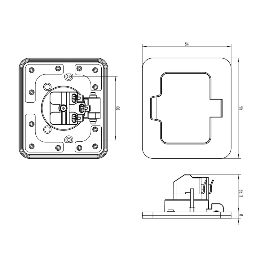 BRILAGI - Prise encastrable de cuisine INBOX IP55, blanche et rectangulaire