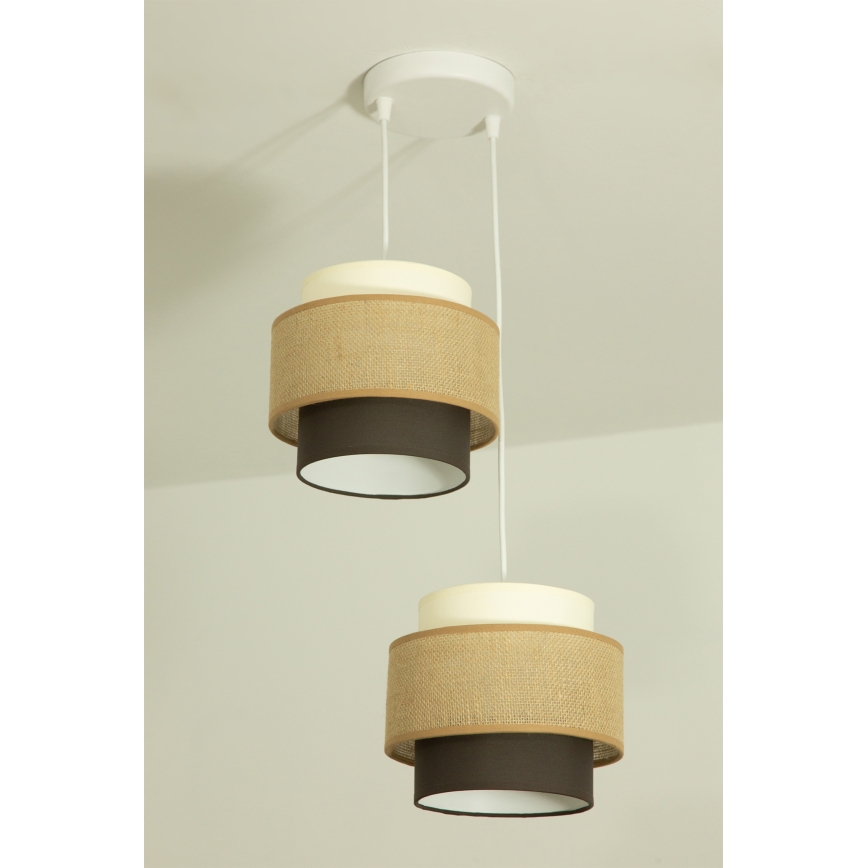 Brilagi - RESNA hanglamp aan kabel 2xE27/60W/230V Ø 30 cm beige/zwart