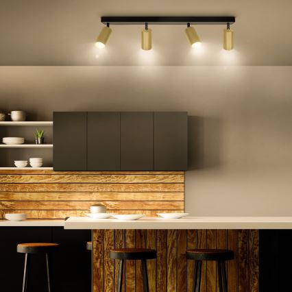 Brilagi - LED RGBW dimbare spot SELE GOLDEN 4xGU10/6W/230V 3000K zwart/goud + afstandsbediening