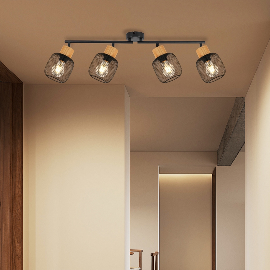 Brilagi - Richtbare spot BASKLITE 4xE27/15W/230V rubberhout/zwart