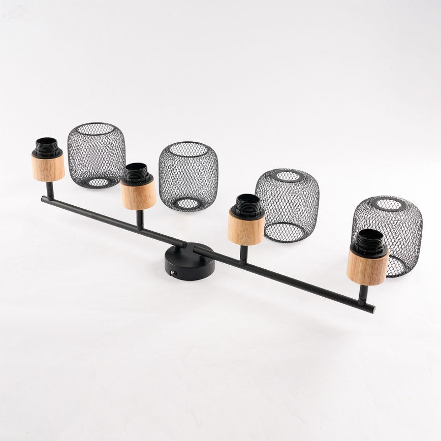 Brilagi - Richtbare spot BASKLITE 4xE27/15W/230V rubberhout/zwart