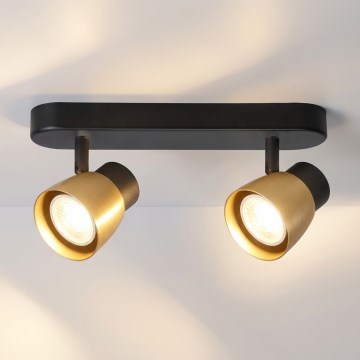 Brilagi - Richtbare spotlamp NUGGET 2xGU10/30W/230V zwart/goud
