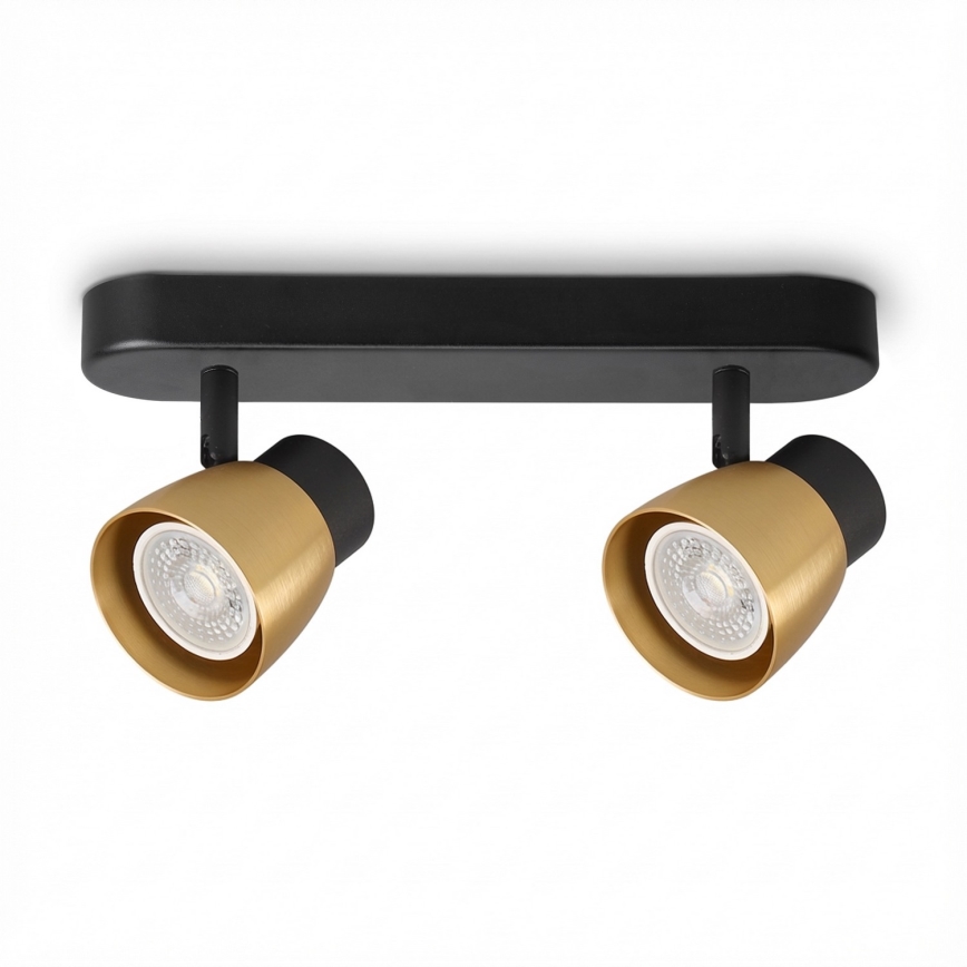 Brilagi - Richtbare spotlamp NUGGET 2xGU10/30W/230V zwart/goud