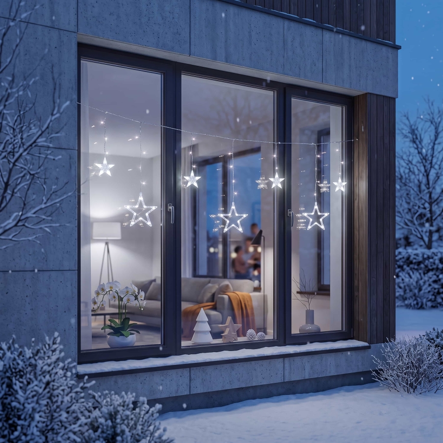 BRILAGI - Rideau de Noël extérieur 77xLED/3xAA/USB 1,8m IP44 blanc froid