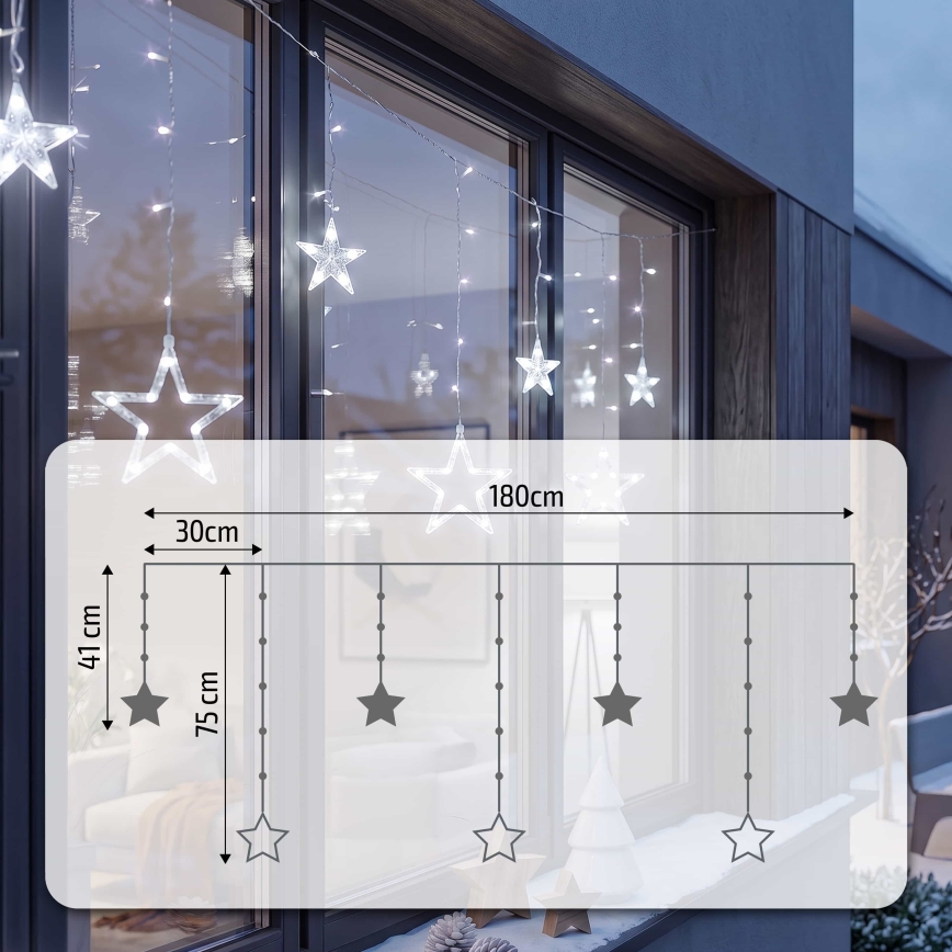 BRILAGI - Rideau de Noël extérieur 77xLED/3xAA/USB 1,8m IP44 blanc froid