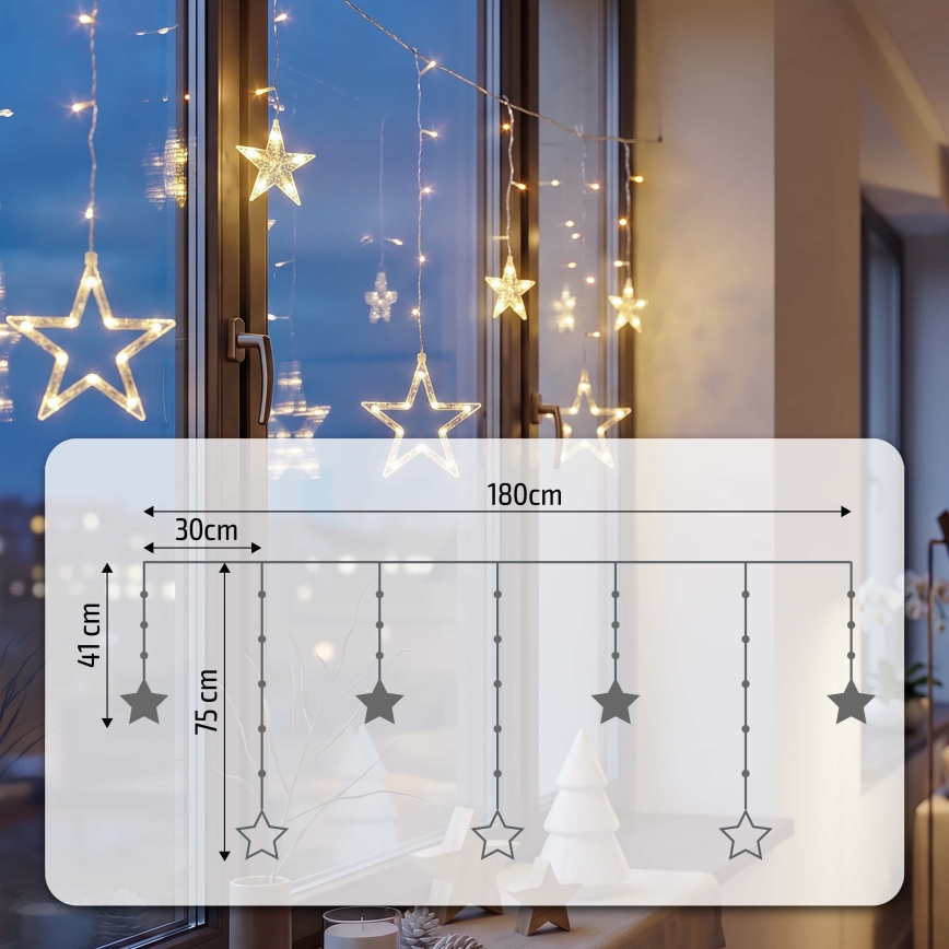 BRILAGI - Rideau de Noël LED 77xLED/3xAA/USB 1,8m blanc chaud