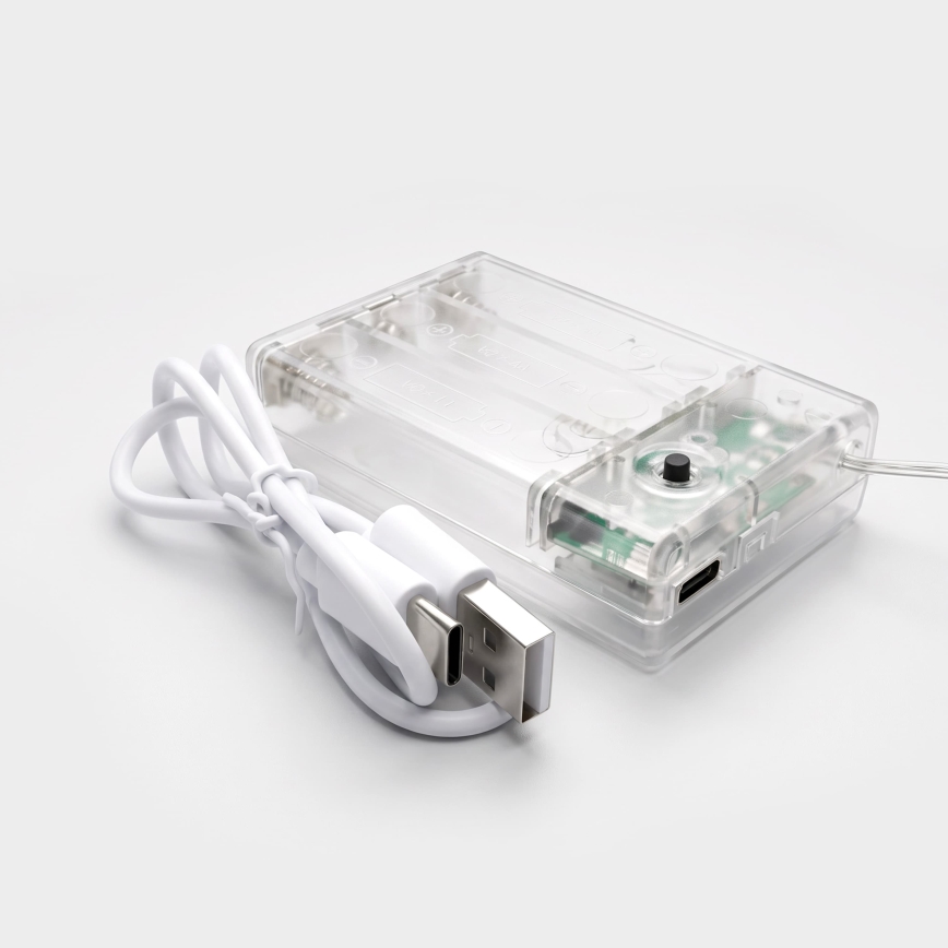 BRILAGI - Rideau lumineux LED de Noël 77xLED/3xAA/USB, 3,8 m, motifs flocons, blanc froid