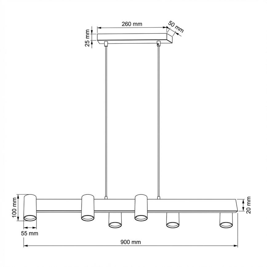 Brilagi - SELE hanglamp met kabel 6xGU10/30W/230V, wit