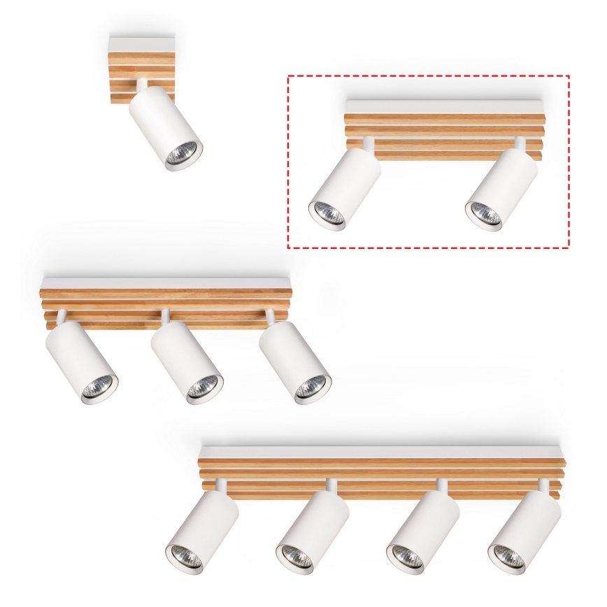 Brilagi - SELE WOOD plafondspot 2xGU10/30W/230V wit/hout
