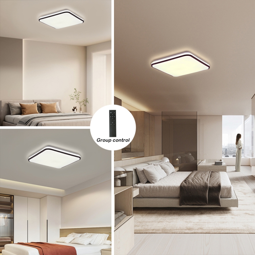 Brilagi - LED dimbare plafondlamp SMART LED/24W/230V 43x43 cm 3000-6000K Wi-Fi Tuya Beacon + afstandsbediening