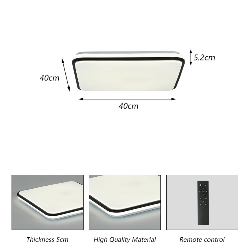 Brilagi - LED dimbare plafondlamp SMART LED/24W/230V 43x43 cm 3000-6000K Wi-Fi Tuya Beacon + afstandsbediening