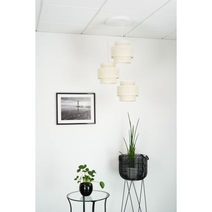 Brilagi - Hanglamp aan kabel SPACE YUTE 3xE27/15W/230V crème/wit