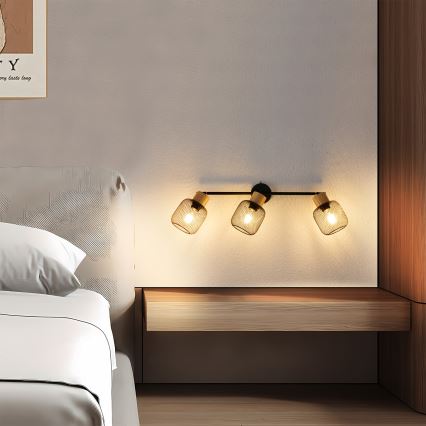 Brilagi - Spot BASKLITE 3xE27/15W/230V bois/noir