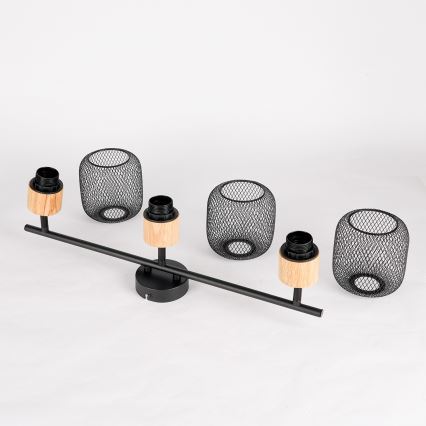 Brilagi - Spot BASKLITE 3xE27/15W/230V bois/noir