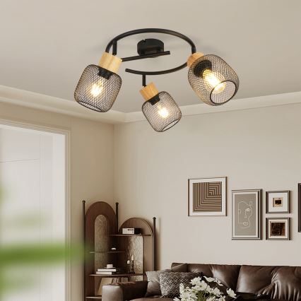 Brilagi - Spot BASKLITE 3xE27/15W/230V bois/noir