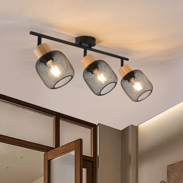 Brilagi - Spot BASKLITE 3xE27/15W/230V hévéa/noir