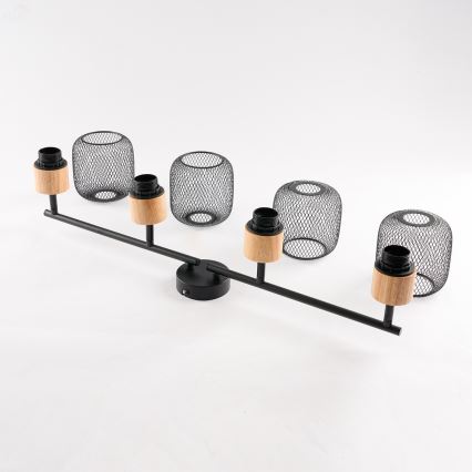 Brilagi - Spot BASKLITE 4xE27/15W/230V bois d'hévéa/noir