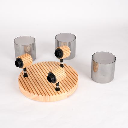 Brilagi - Spot d'éclairage HYGGE 3xE14/15W/230V bois d'hévéa/fumé
