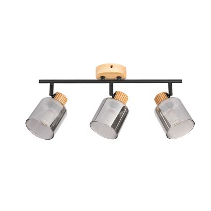 Brilagi - Spot d'éclairage HYGGE 3xE14/15W/230V hévéa/fumé