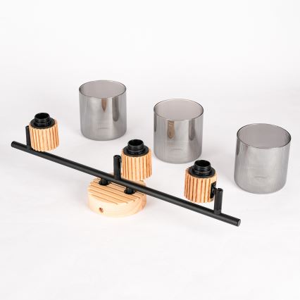 Brilagi - Spot d'éclairage HYGGE 3xE14/15W/230V hévéa/fumé