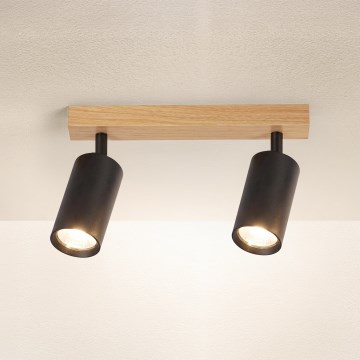 Brilagi - Spot d'éclairage SELE 2xGU10/30W/230V noir/décor chêne