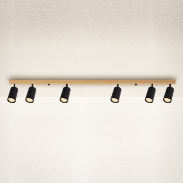 Brilagi - Spot d'éclairage SELE 6xGU10/30W/230V noir/décor chêne