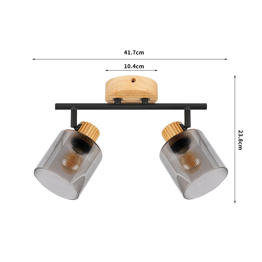 Brilagi - Spot HYGGE 2xE14/15W/230V hévéa/fumé
