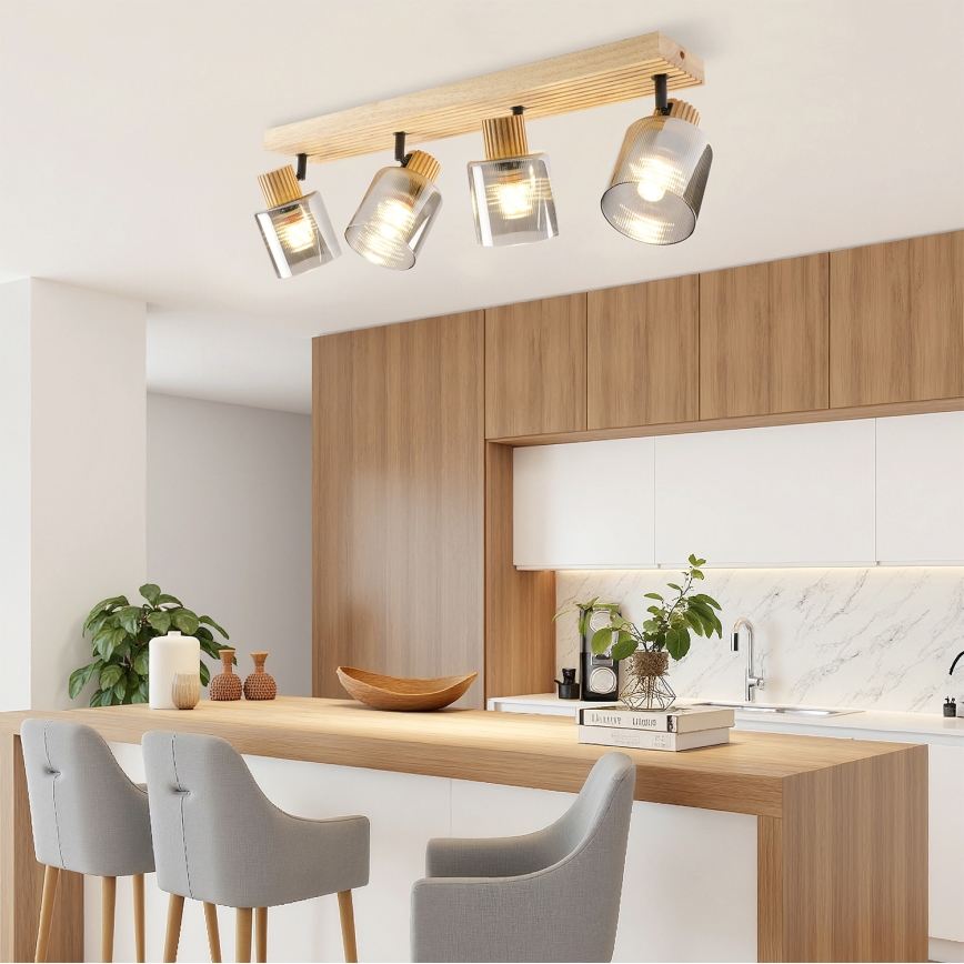 Brilagi - Spot HYGGE 4xE14/15W/230V bois/fumé