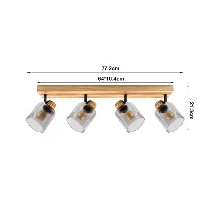 Brilagi - Spot HYGGE 4xE14/15W/230V hévéa/fumé