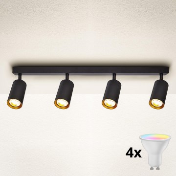 Brilagi - Spot LED RGBW à intensité variable SELE 4xGU10/6,5W/230V 2700-6500K noir/doré