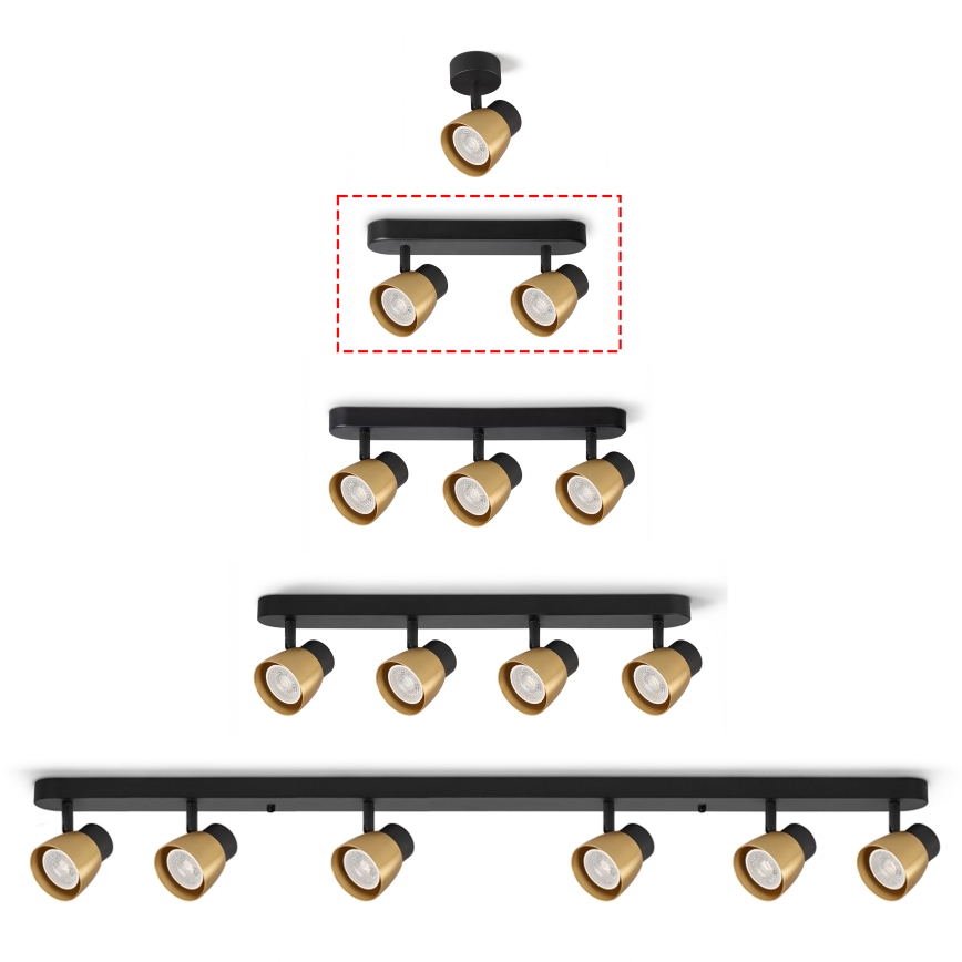 Brilagi - Spot LED RGBW dimmable NUGGET 2xGU10/6W/230V 2700-6500K Wi-Fi noir/doré